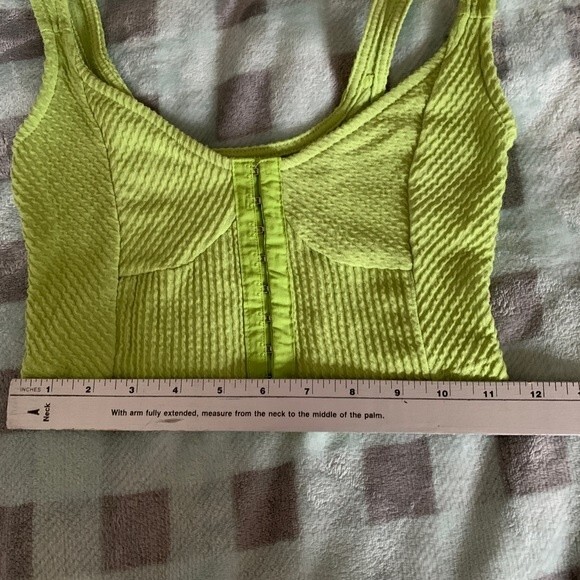 Urban Outfitters Lime Thermal Texture Hook and Eye Corset Front Crop Top Size XS - Picture 8 of 8